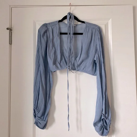 Vici Dara Long Sleeve Wrap Crop Top - Picture 2 of 4